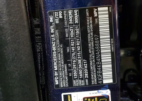 2022 Mercedes-Benz Gle 350 4Matic из США, поврежденный, VIN 4JGFB4KB4NA688897